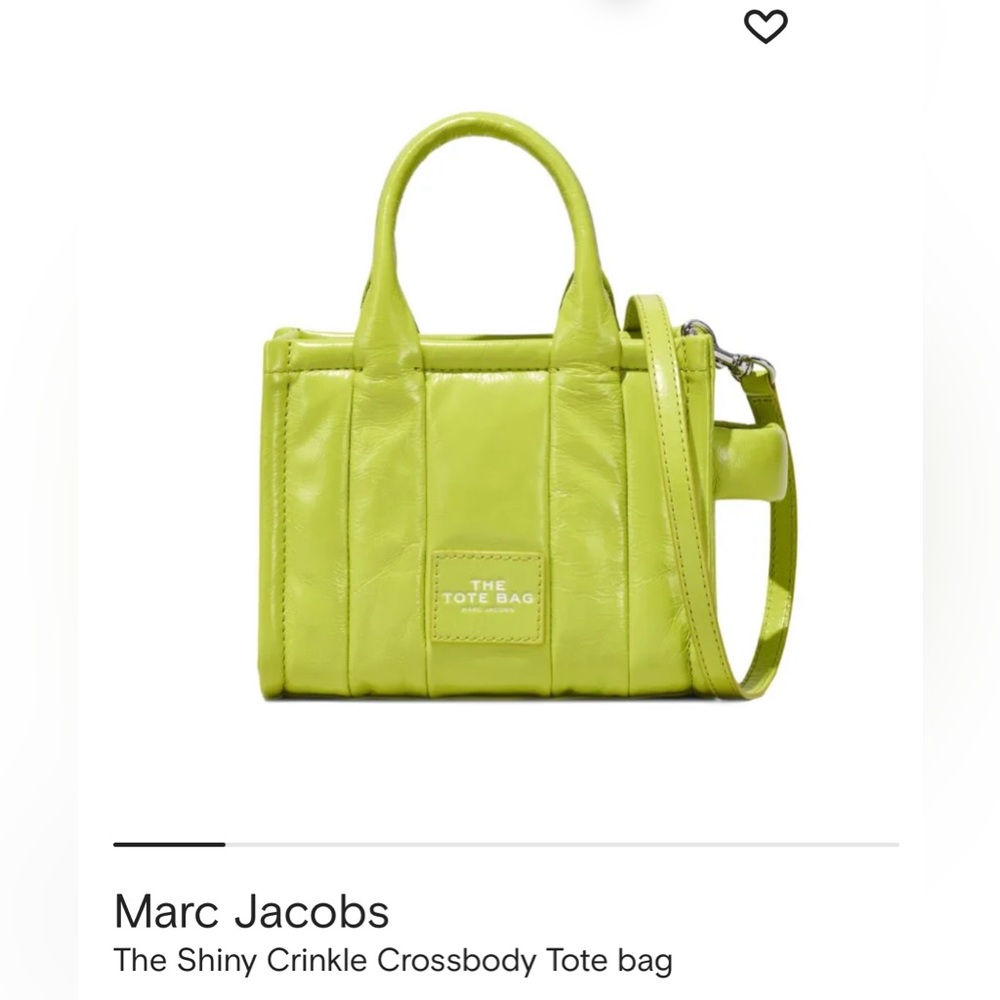 Marc Jacobs The Tote Bag The Shiny Crinkle Crossbody Tote bag in Acid Lime